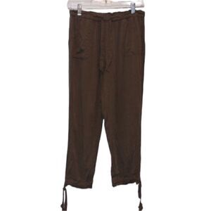 Lulu's Brown Mid-Rise Straight Leg Tie Pants Women's Size M